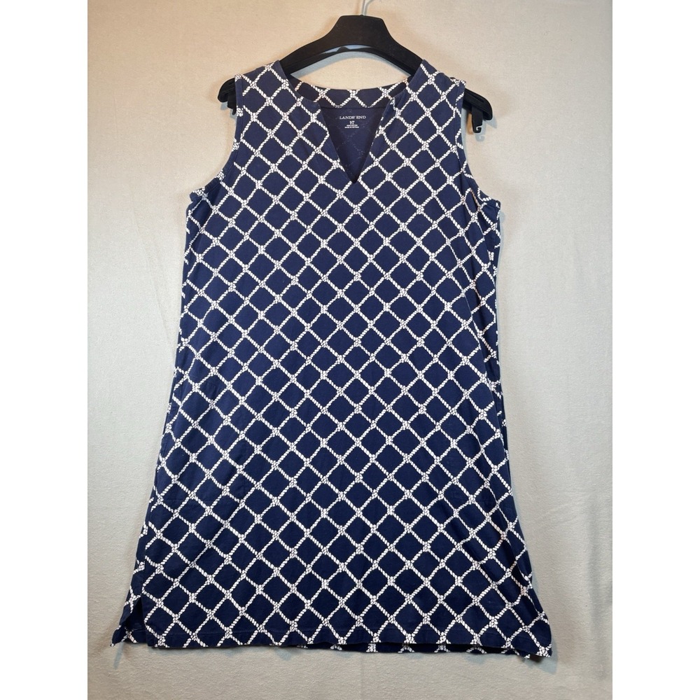 Lands End Dress Nautical Print Shift Cotton Small